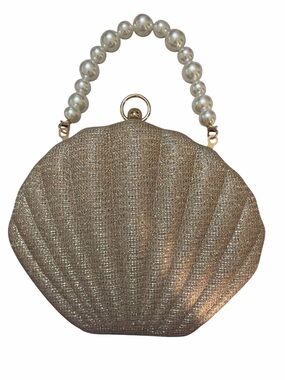 Pearl-Handle Gold Shell Evening Clutch NWOT